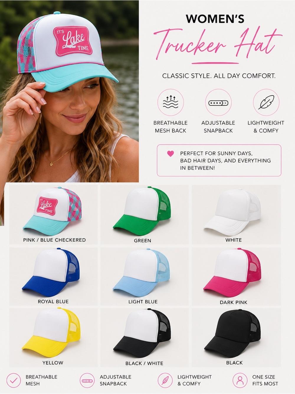 It’s Lake Time + Day Drinker Trucker / SnapBack hat